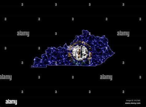 Mapa De Kentucky Mapa De Líneas De Malla Poligonal Mapa De Banderas