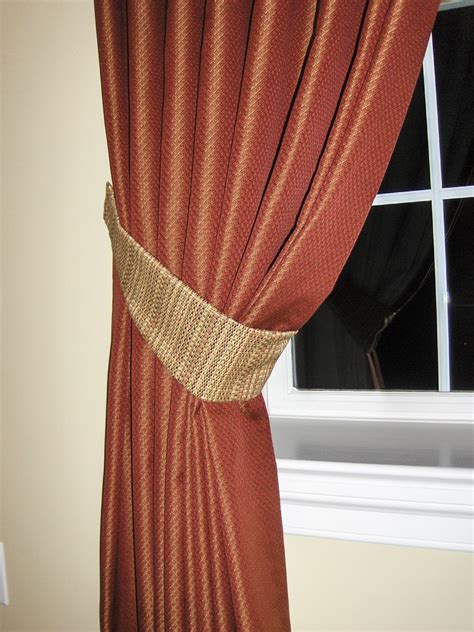 Pinch Pleated Drapery Panel With Tapered Tie Back Window Treatments