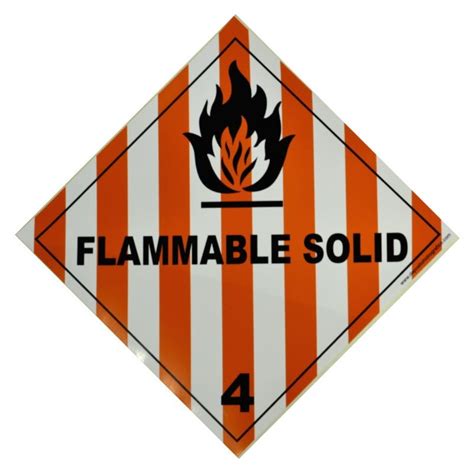 Flammable Solid Hazard Placard Self Adhesive X Mm