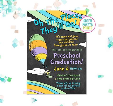 We won't share this comment without your permission. Oh The Places You'll Go Graduation Invitation - Printable ...