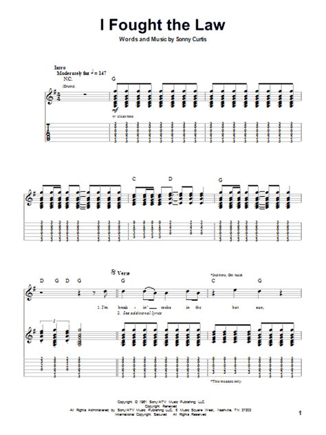 I Fought The Law By Bobby Fuller Four Guitar Tab Play Along Guitar Instructor