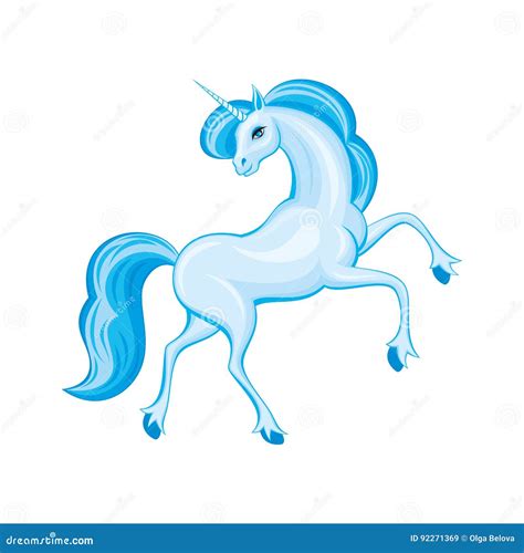 Beautiful Blue Unicorn Cartoon Vector 92271369