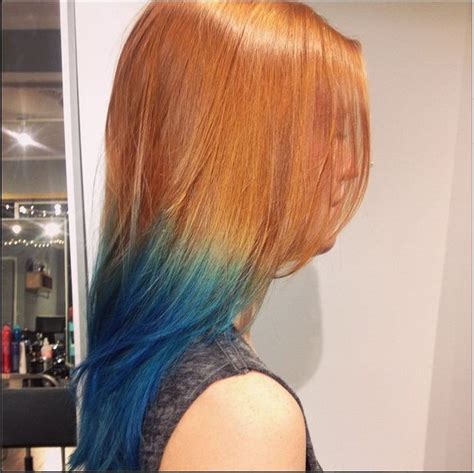 Redhead Hair With Blue Ombre Redhead Hair Color Blue Tips Hair Hair