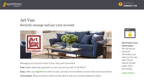 Promotional financing offers available at the time of purchase may vary by location. Synchrony Bank | Art Van Furniture Credit Card Payment