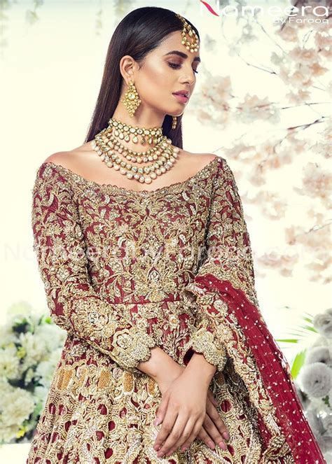 Buy Latest Pakistani Bridal Red Maxi For Wedding 2021 Nameera By Farooq