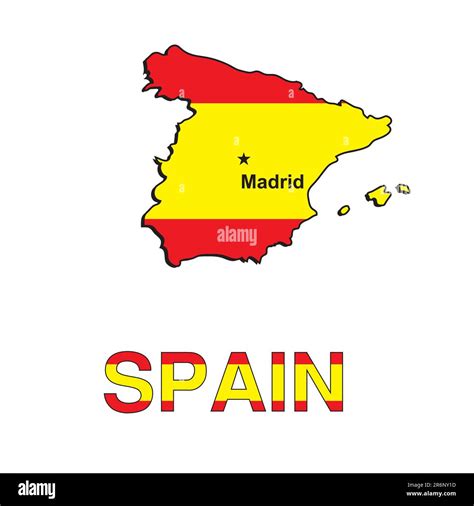 Mapa De España En Forma De Bandera Española Sobre Fondo Blanco Vector