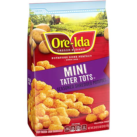 Ore Ida Mini Tater Tots Seasoned Shredded Frozen Potatoes Potatoes