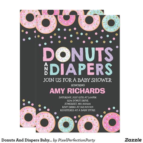 Donuts And Diapers Baby Shower Invitation Zazzle Baby Shower