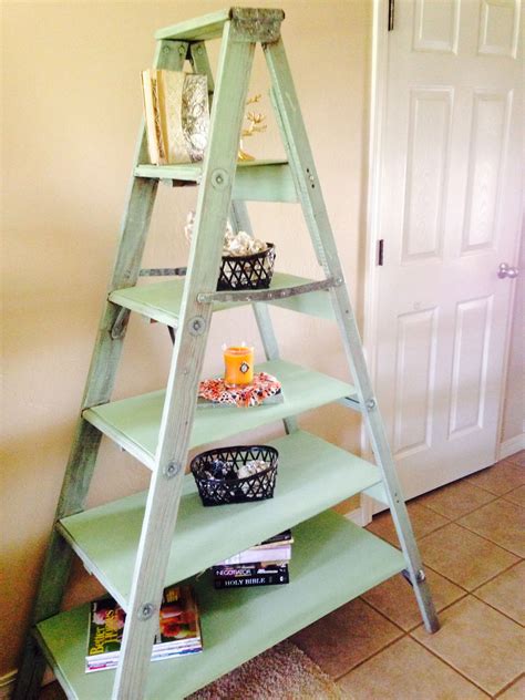 Old wood ladder up-cycled to shelves. My friend made this! | Old wood