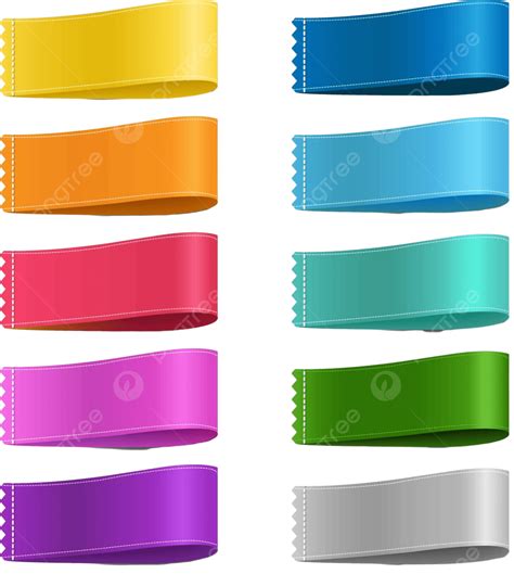 Colorful Ribbon Set And White Background Blank Sticker Rosette Vector