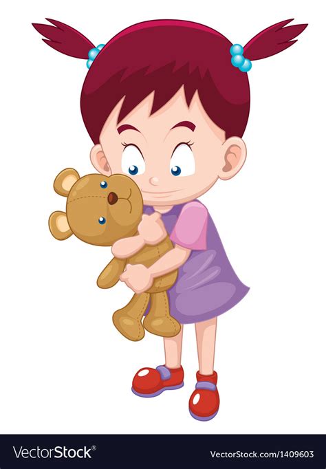 girl hugging teddy bear royalty free vector image