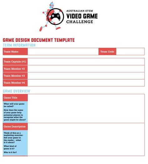 Game Design Document Templates 6 Free Printable Word And Pdf Formats