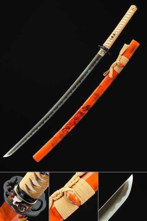 Handgefertigter Federstahl Der Echtes Japanisches Katana Samurai