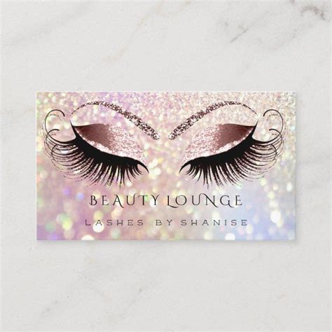 Makeup Artist Eyelash Rose Glam Glitter Hairdstyle Appointment Card
