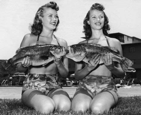 Posing With Fish Fishing Photos Vintage Twins