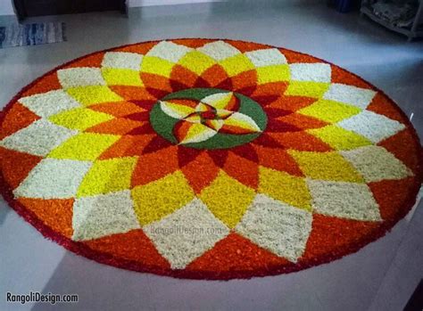 They are intricately decorated in every house. Pookalam design simple by anuzagkp in 2020 | Pookalam ...