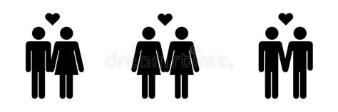 Couple Stick Figure Icon Set Heterosexual Homosexual Straight Lgbtq Stock Vector Illustration