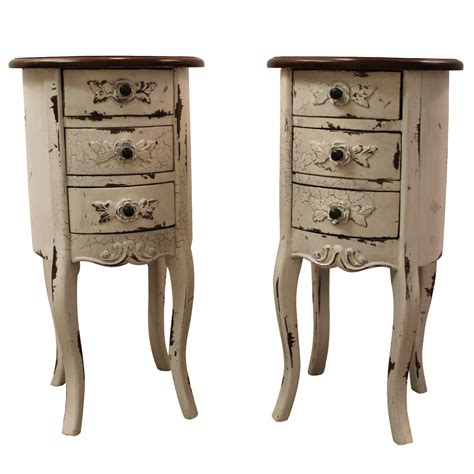 French Country Distressed Nightstands A Pair Painted Night Stands