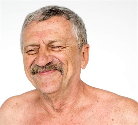Premium Photo Senior Adult Man Bare Chest Naked Studio Portrait