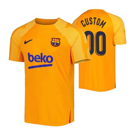 Custom Barcelona Orange Pre Match Performance Jersey