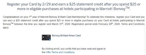 American Express Bonvoy Brilliant Cardholders 25 Statement Credit