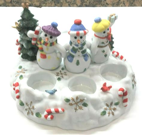Partylite Snowbell Tealight And Pillar Candle Holder P7650 Snowman With