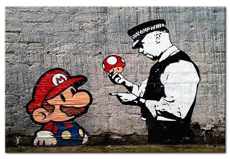 Leinwandbilder Banksy Mario And Cop Banksy Und Street Art Wandbilder