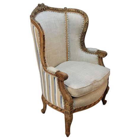 Founded on a solid birch wood frame, this chair strikes a club chair silhouette the combination of design and materials sets the tone for this armchair the style adds to any space from casual family rooms to more formal living. French Louis XV Style Carved Wingback Bergere Armchair ...