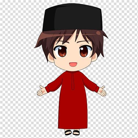 Boy Cartoon Character Wearing Red Dress Illustration Islam Muslim