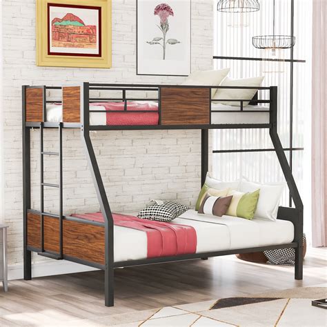 Ikayaa Twin Over Full Bunk Bed Modern Style Steel Frame Bunk Bed With