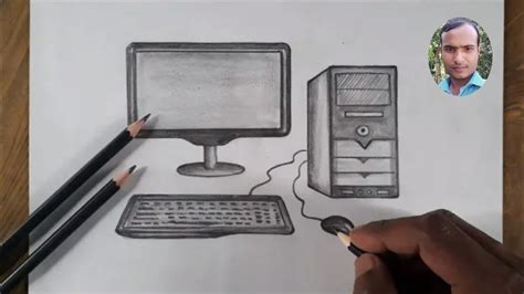 How To Draw Desktop Computer Step By Step With Pencil Shadingcomputer