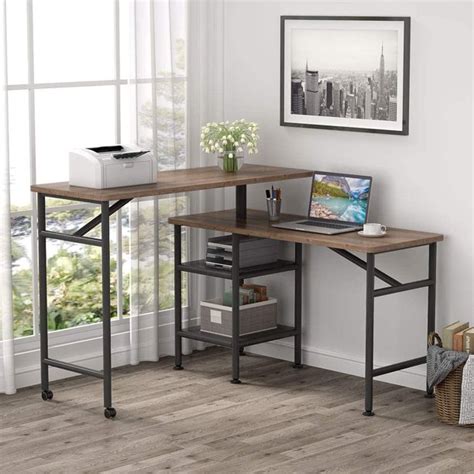 Tribesigns L Shaped Rotating Standing Desk Industrial 360