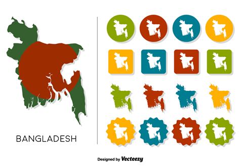 Vector Bangladesh Map With Bangladesh Flag And Icons Set 109533 Vector