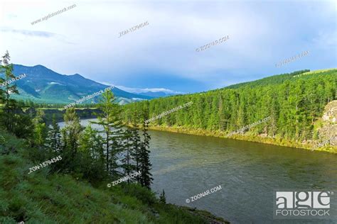 High Steep Banks Of The Oka Sayan River East Sayan Buryatia Siberia