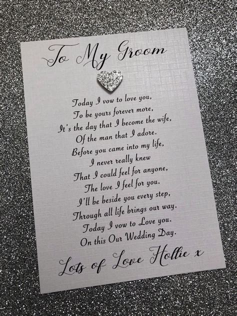 Personalised To My Groom Husband Wedding Day Card Poem Envelope Ebay