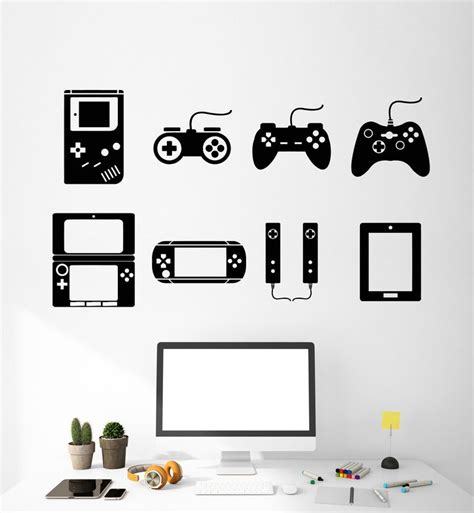 Vinyl Wall Decal Video Game Gamer Console Joystick Room Decor Stickers