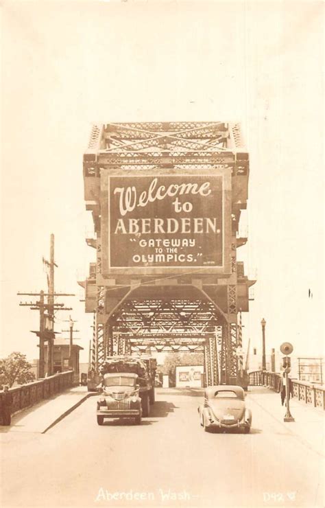 Aberdeen Washington Bridge Olympics Sign Real Photo Vintage Postcard