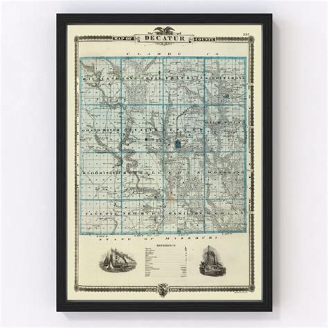 Vintage Map Of Decatur County Iowa 1875 By Teds Vintage Art
