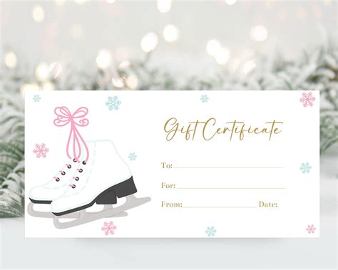 Printable Ice Skating T Certificate Voucher Template Christmas T