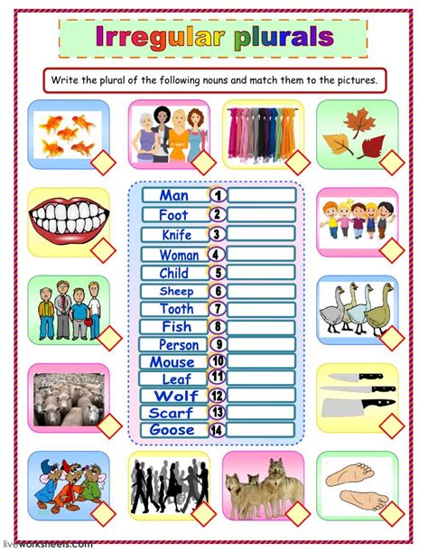 plurals for kindergarten worksheet