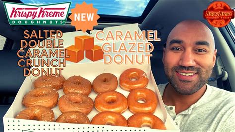 New Krispy Kreme Caramel Glazed And Salted Double Caramel Crunch Donuts