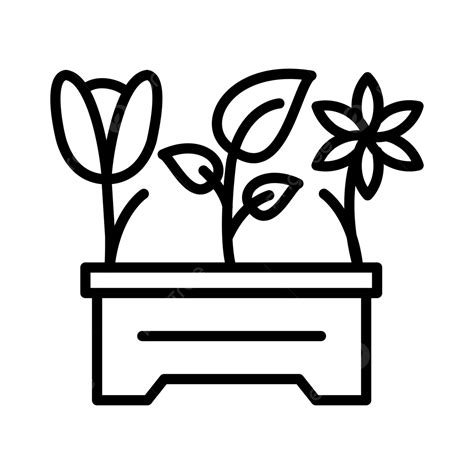 Ikon Baris Berkebun Vektor Botani Bunga Berkebun Png Dan Vektor