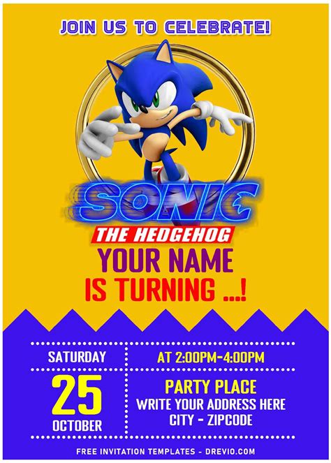 Sonic The Hedgehog Birthday Party Flyer