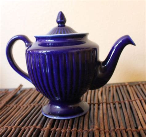 Vintage Navy Blue Hall Tea Pot Etsy Tea Pots Tea Vintage