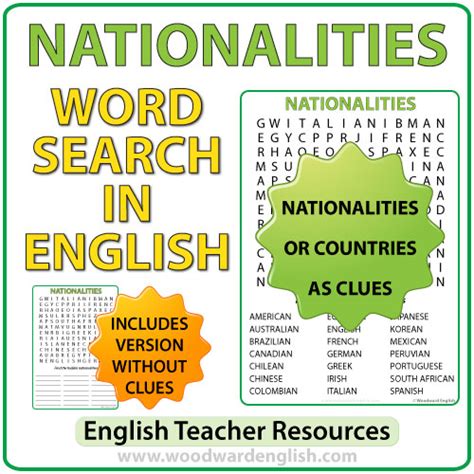 Nationalities In English Word Search Woodward English
