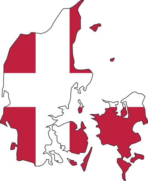 Denmark Map City Color Of Country Flag 12177282 Png