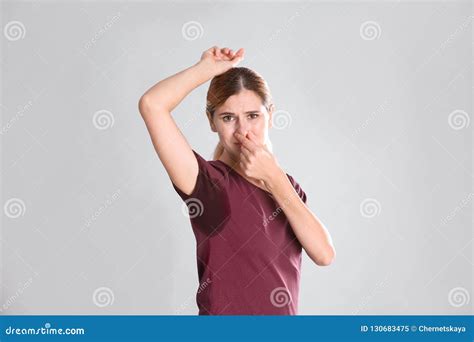 Young Woman With Sweat Stain Stock Image Image Of Grey Freshness