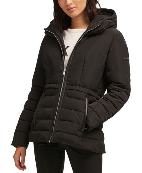 Dkny Womens Jacket Jet Winter Puffer Full Zip Hooded Xl