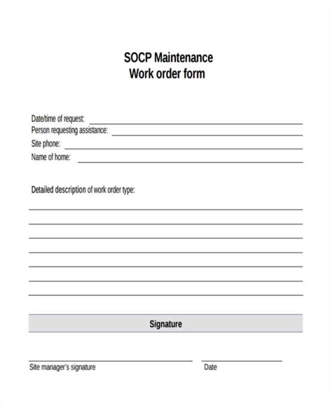 Free Printable Maintenance Work Order Template