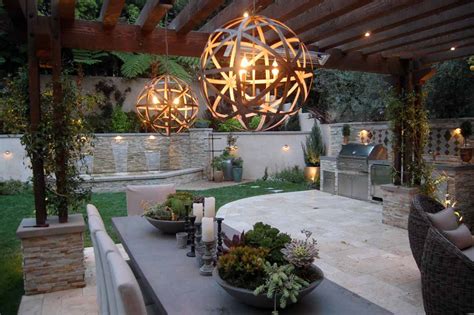 The Winns Modern Chandeliers Illuminate The Outdoor Dining Area